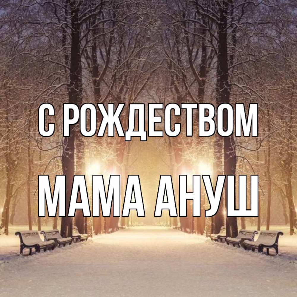 Открытка на каждый день с именем, Мама-Ануш С рождеством зима, парк, фонарь, лес Прикольная открытка с пожеланием онлайн скачать бесплатно 