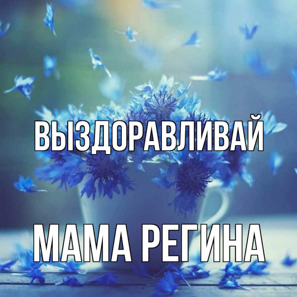 Открытка на каждый день с именем, Мама-Регина Выздоравливай кружка с зельем и цветами Прикольная открытка с пожеланием онлайн скачать бесплатно 