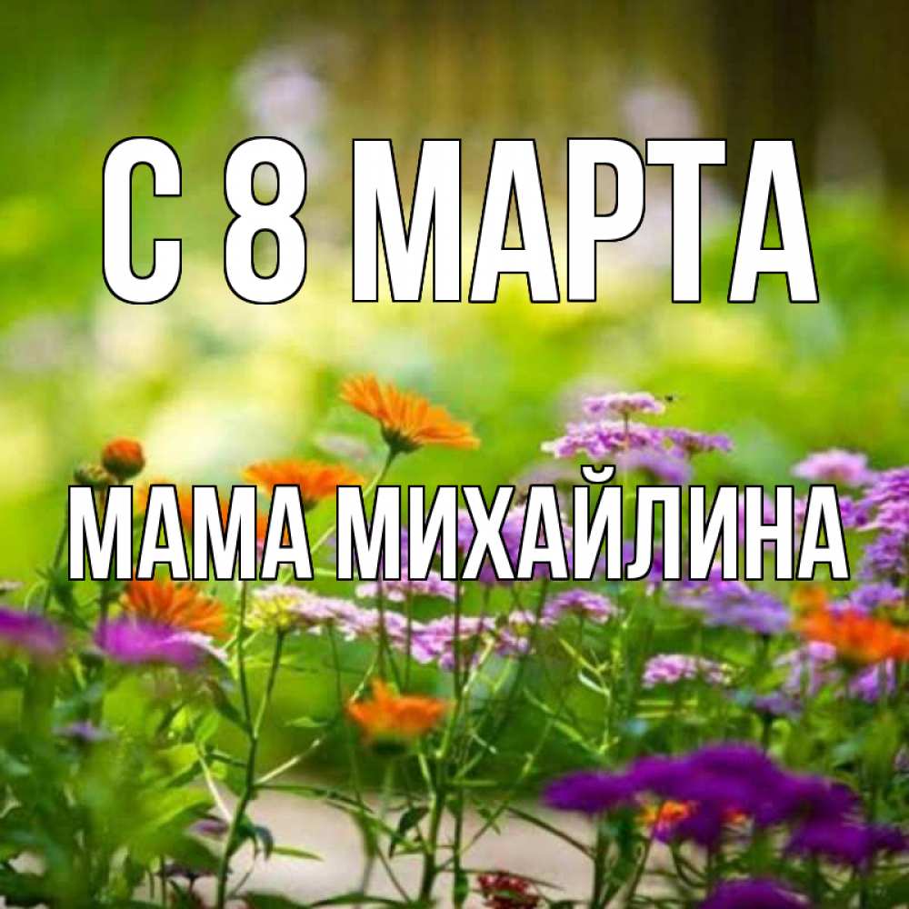 Открытка на каждый день с именем, Мама-Михайлина С 8 МАРТА цветы Прикольная открытка с пожеланием онлайн скачать бесплатно 
