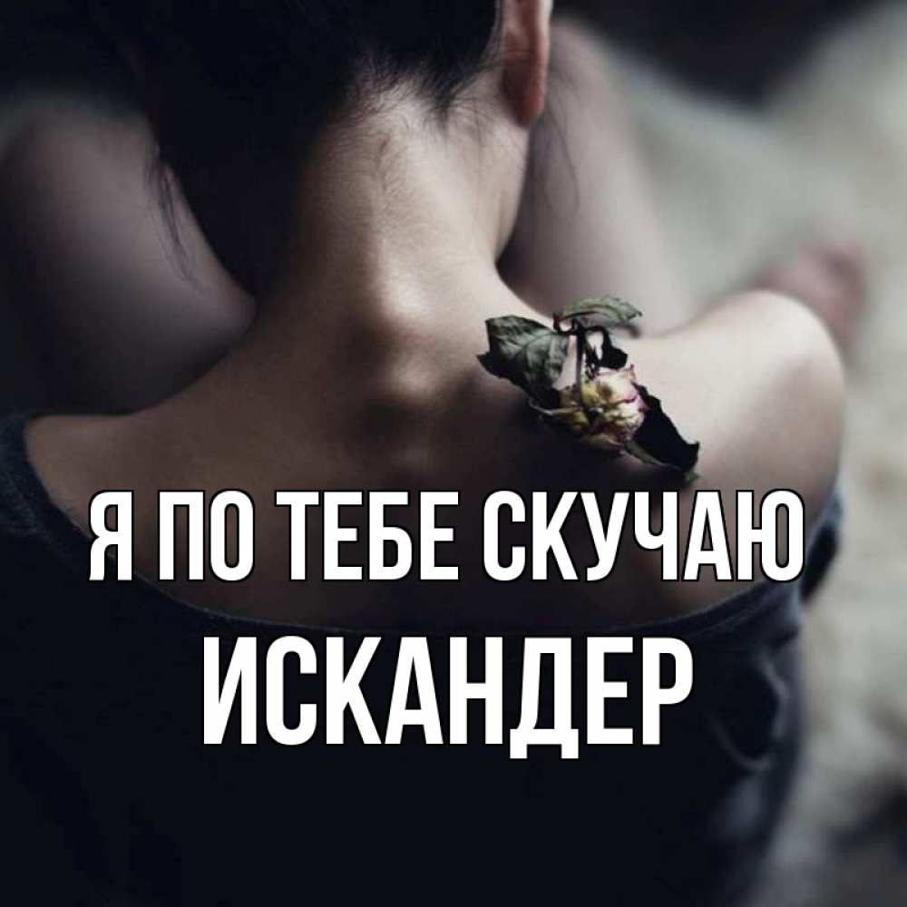 Открытка на каждый день с именем, Искандер Я по тебе скучаю засох цветок Прикольная открытка с пожеланием онлайн скачать бесплатно 