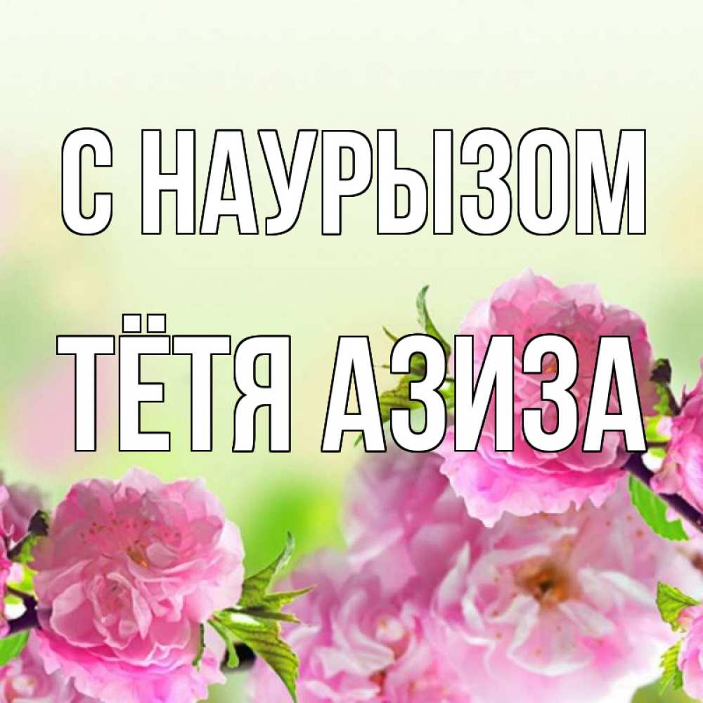 Открытка на каждый день с именем, Тётя-Азиза С наурызом цветы Прикольная открытка с пожеланием онлайн скачать бесплатно 