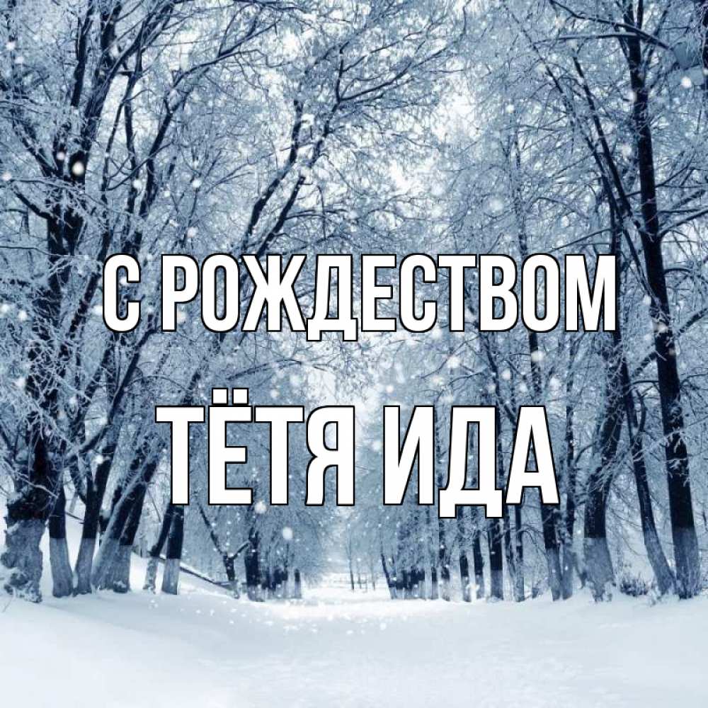 Открытка на каждый день с именем, Тётя-Ида С рождеством снег, лес, парк Прикольная открытка с пожеланием онлайн скачать бесплатно 