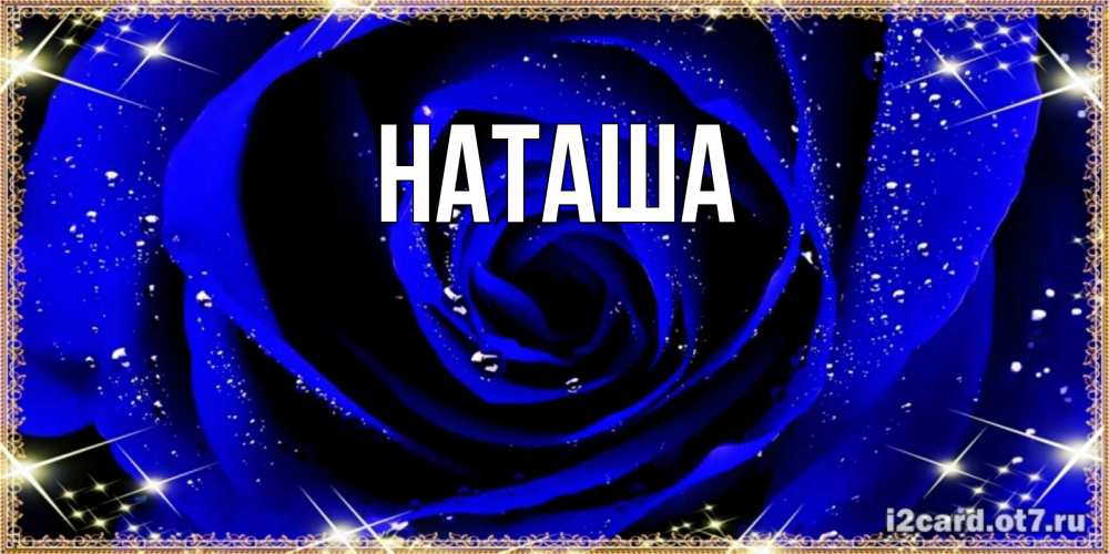 Открытка на каждый день с именем, Наташа Главная голубые цветы в росе Прикольная открытка с пожеланием онлайн скачать бесплатно 