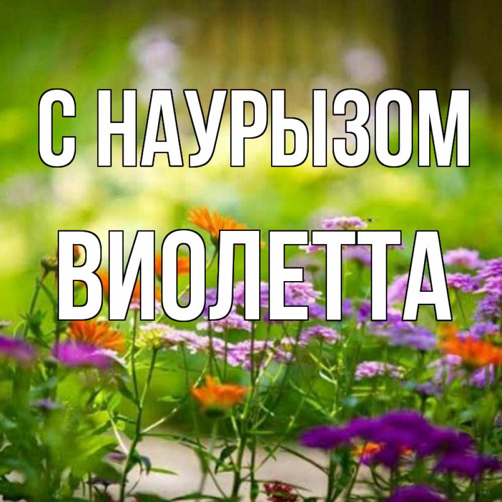 Открытка на каждый день с именем, Виолетта С наурызом цветы Прикольная открытка с пожеланием онлайн скачать бесплатно 