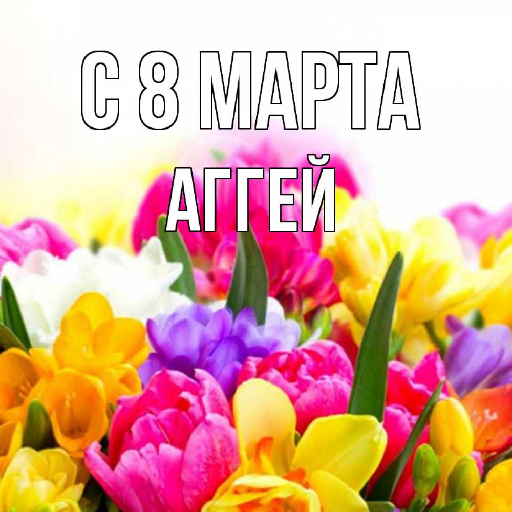 Открытка на каждый день с именем, Аггей С 8 марта тюльпаны Прикольная открытка с пожеланием онлайн скачать бесплатно 