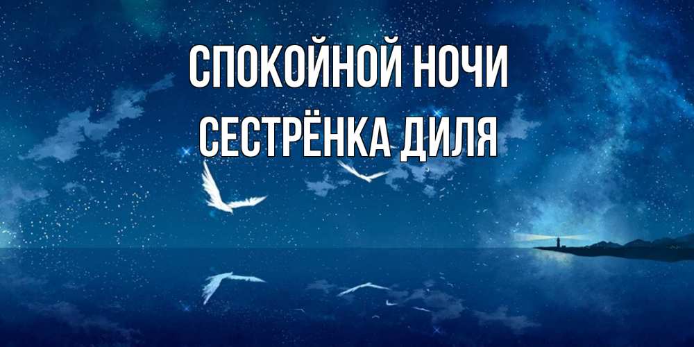 Открытка на каждый день с именем, Сестрёнка-Диля Спокойной ночи птицы летят на фоне ночного неба Прикольная открытка с пожеланием онлайн скачать бесплатно 