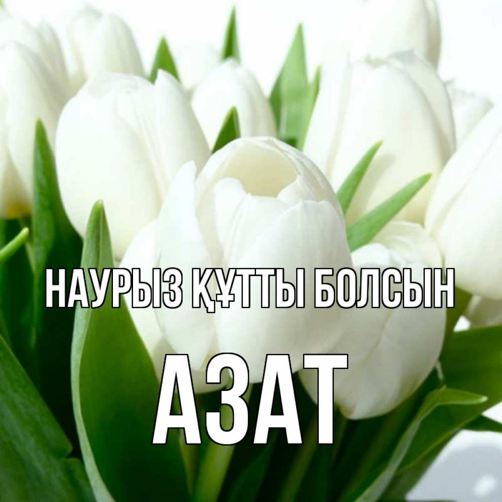 Открытка на каждый день с именем, Азат Наурыз құтты болсын цветы Прикольная открытка с пожеланием онлайн скачать бесплатно 