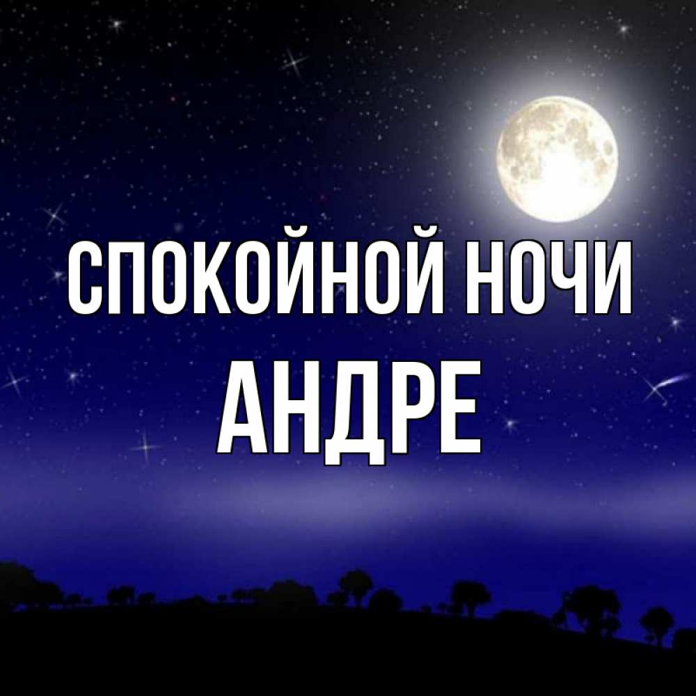 Открытка на каждый день с именем, Андре Спокойной ночи ночное небо и лесная опушка при свете луны Прикольная открытка с пожеланием онлайн скачать бесплатно 