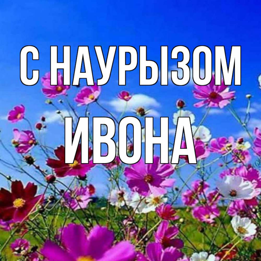 Открытка на каждый день с именем, Ивона С наурызом цветы Прикольная открытка с пожеланием онлайн скачать бесплатно 