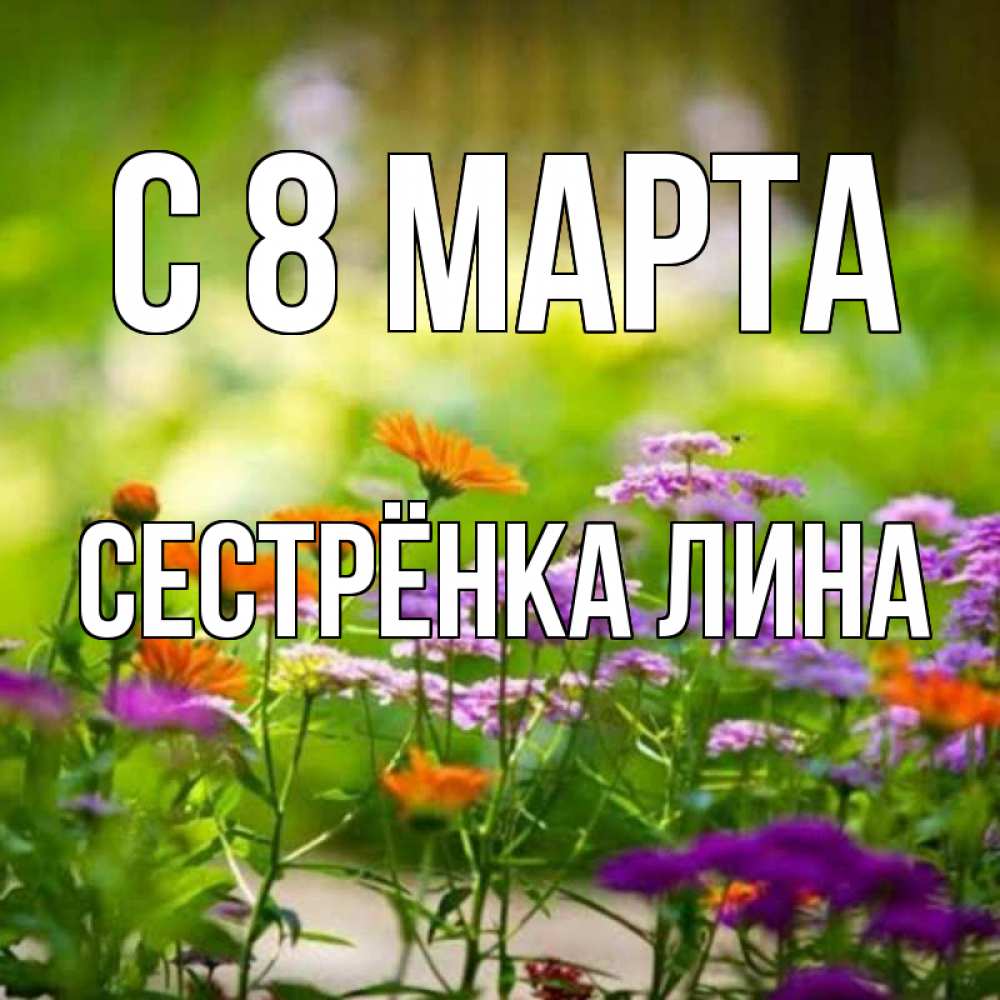 Открытка на каждый день с именем, Сестрёнка-Лина С 8 МАРТА цветы Прикольная открытка с пожеланием онлайн скачать бесплатно 