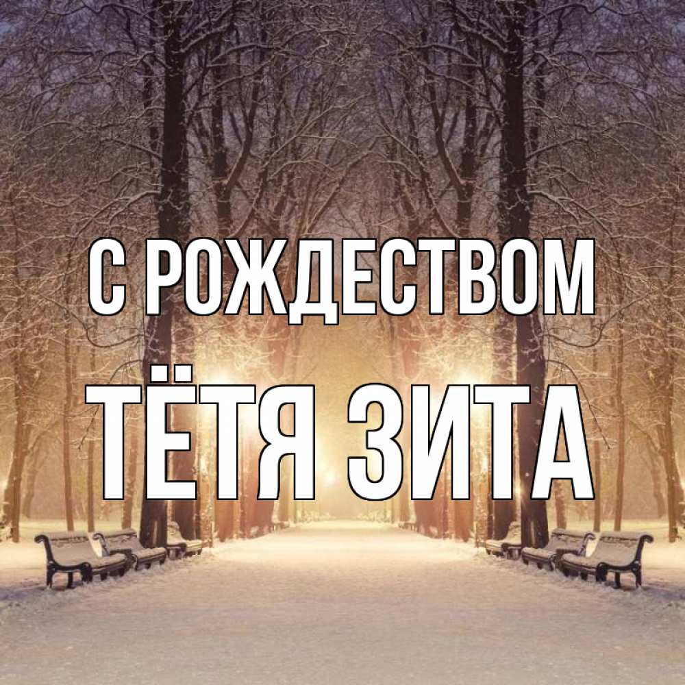 Открытка на каждый день с именем, Тётя-Зита С рождеством зима, парк, фонарь, лес Прикольная открытка с пожеланием онлайн скачать бесплатно 