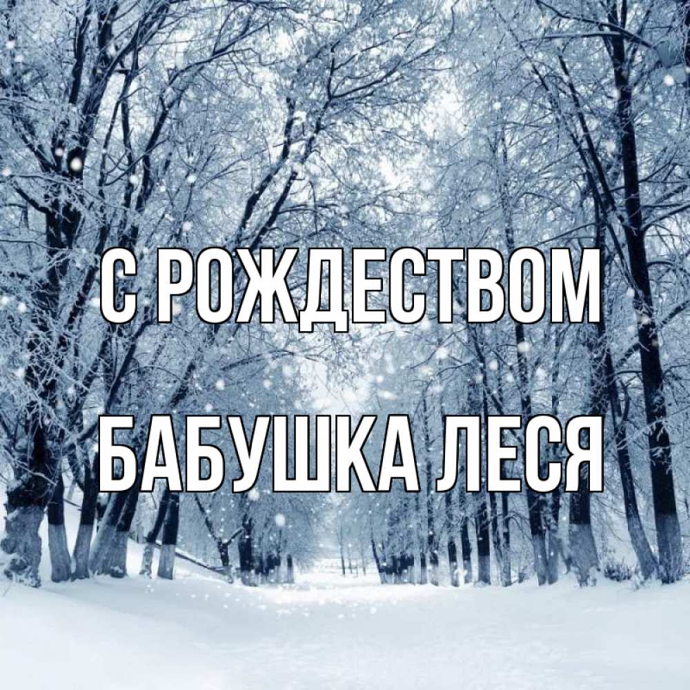 Открытка на каждый день с именем, Бабушка-Леся С рождеством снег, лес, парк Прикольная открытка с пожеланием онлайн скачать бесплатно 