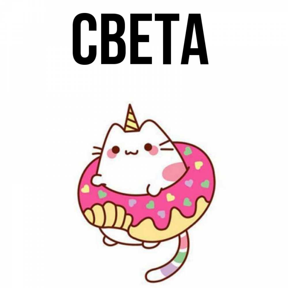 Открытка на каждый день с именем, Света Главная кот в бублике Прикольная открытка с пожеланием онлайн скачать бесплатно 