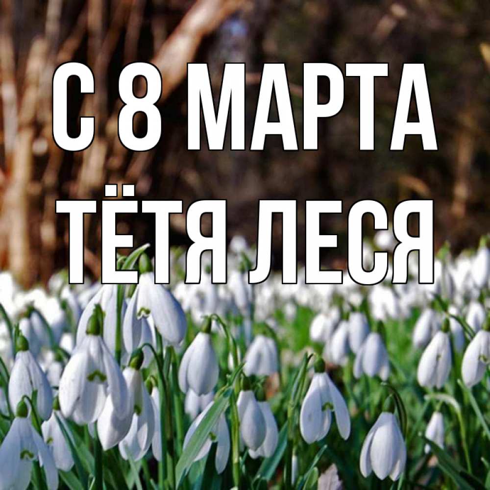 Открытка на каждый день с именем, Тётя-Леся С 8 марта с подснежниками 1 Прикольная открытка с пожеланием онлайн скачать бесплатно 