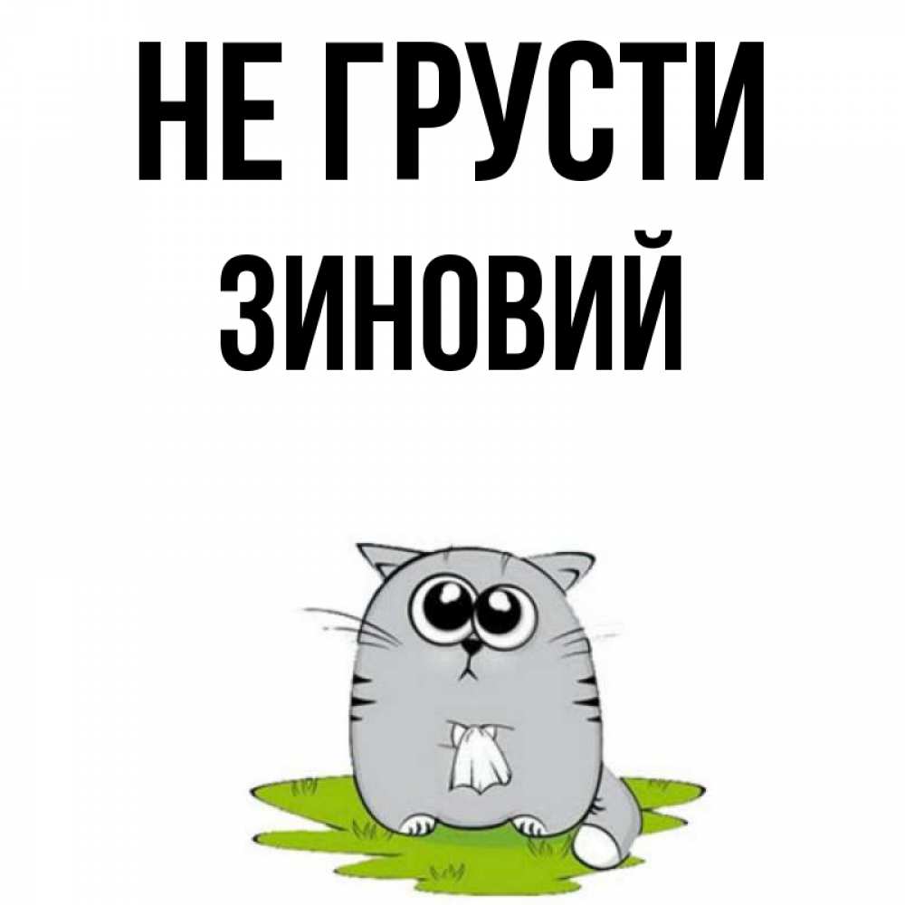 Открытка на каждый день с именем, Зиновий Не грусти грустный котяра Прикольная открытка с пожеланием онлайн скачать бесплатно 