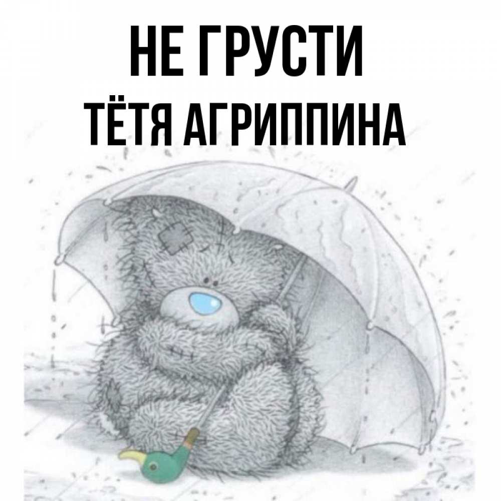Открытка на каждый день с именем, Тётя-Агриппина Не грусти спасите мишку Тедди Прикольная открытка с пожеланием онлайн скачать бесплатно 