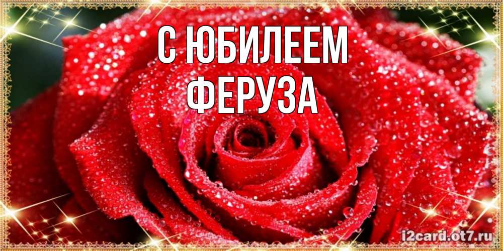 Открытка на каждый день с именем, Феруза С юбилеем роса и роза. открытка с красивой розой Прикольная открытка с пожеланием онлайн скачать бесплатно 