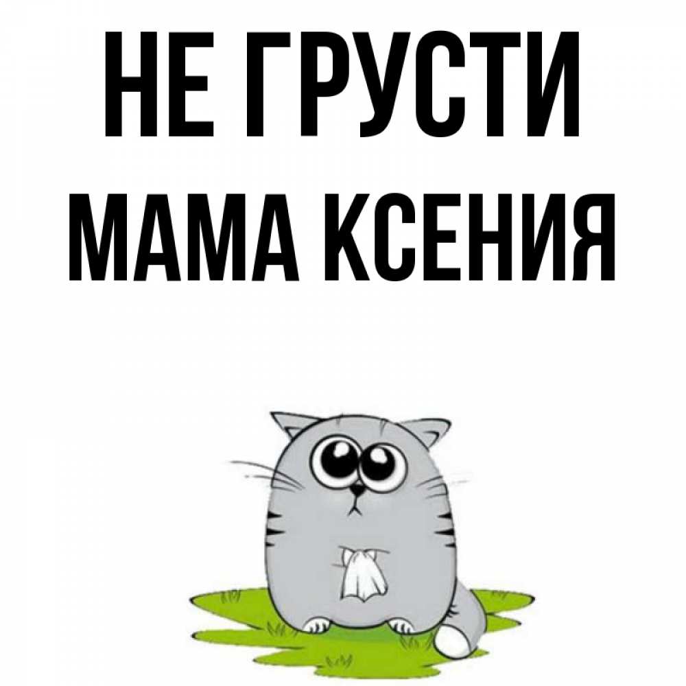 Открытка на каждый день с именем, Мама-Ксения Не грусти грустный котяра Прикольная открытка с пожеланием онлайн скачать бесплатно 