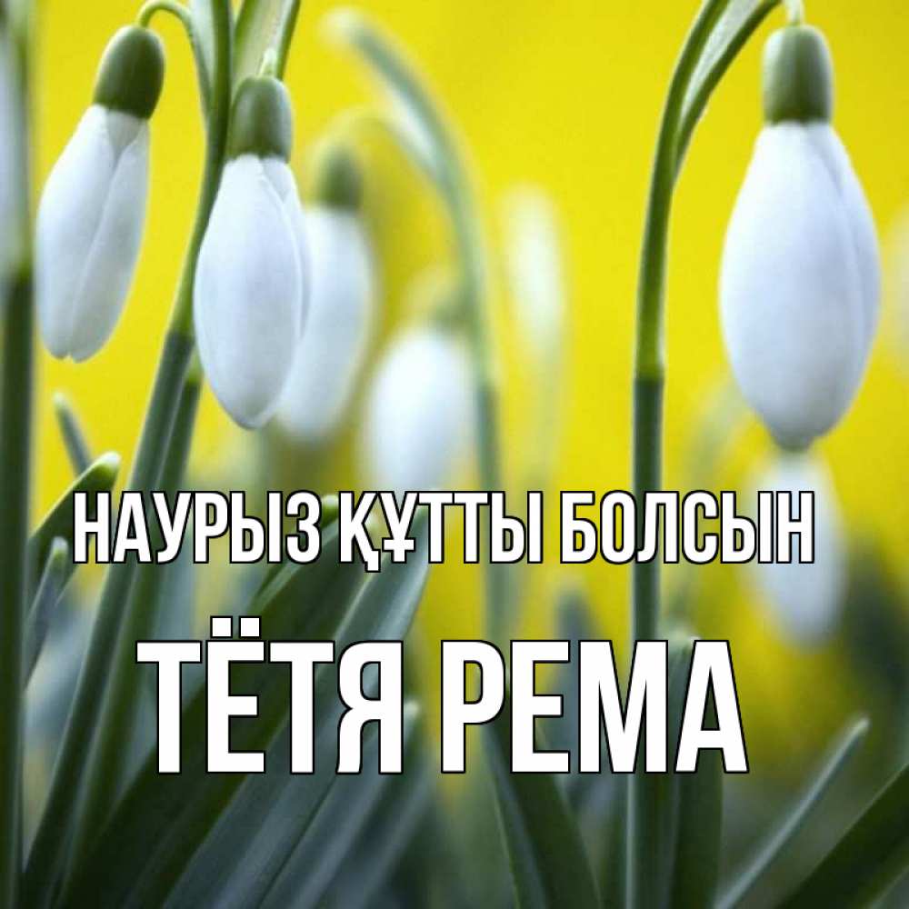 Открытка на каждый день с именем, Тётя-Рема Наурыз құтты болсын весенние цветы Прикольная открытка с пожеланием онлайн скачать бесплатно 