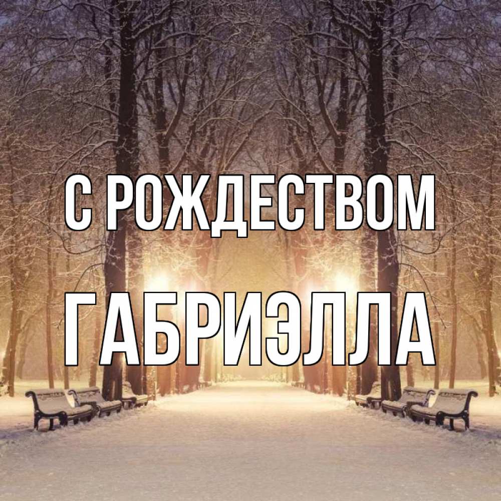 Открытка на каждый день с именем, Габриэлла С рождеством зима, парк, фонарь, лес Прикольная открытка с пожеланием онлайн скачать бесплатно 