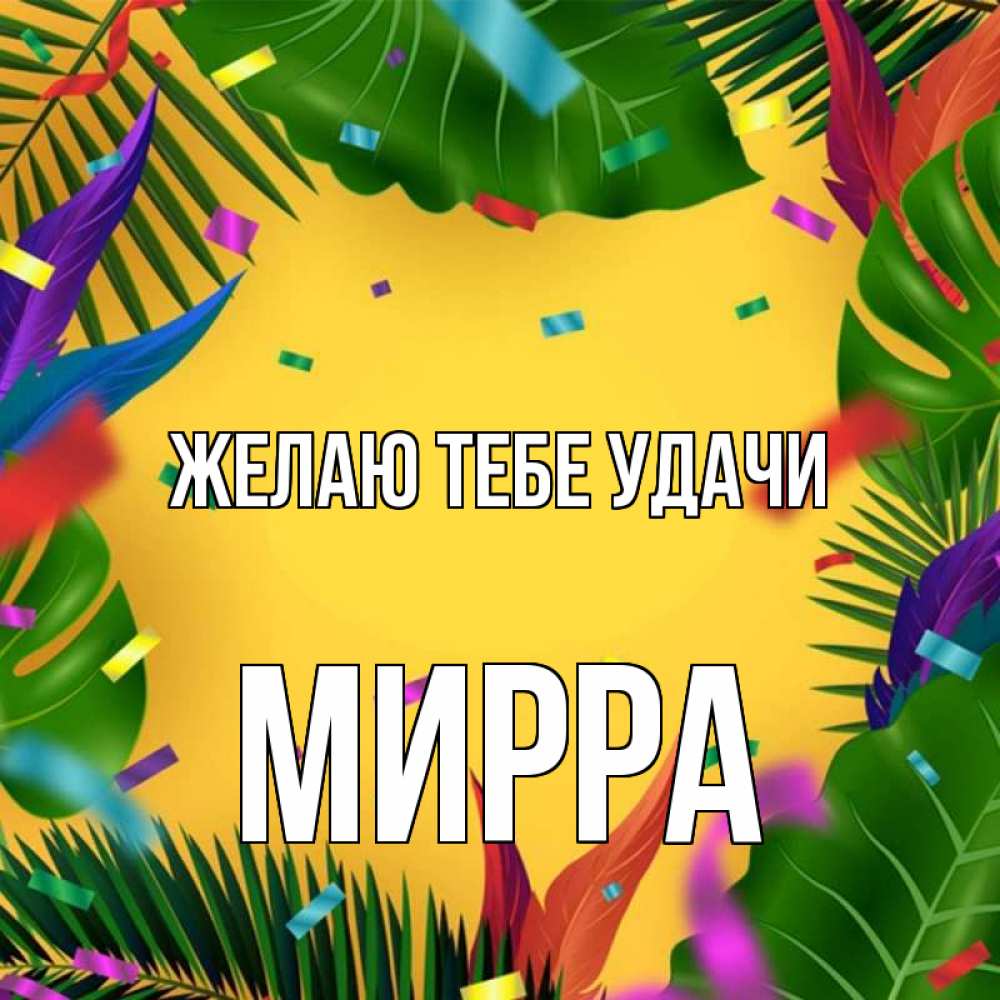 Открытка на каждый день с именем, Мирра Желаю тебе удачи тропики Прикольная открытка с пожеланием онлайн скачать бесплатно 