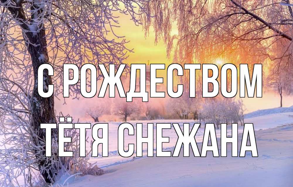 Открытка на каждый день с именем, Тётя-Снежана С рождеством рождество, лес, зима 1 Прикольная открытка с пожеланием онлайн скачать бесплатно 