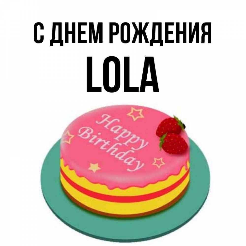 Картинка с подписью LOLA С-днем-рождения. 