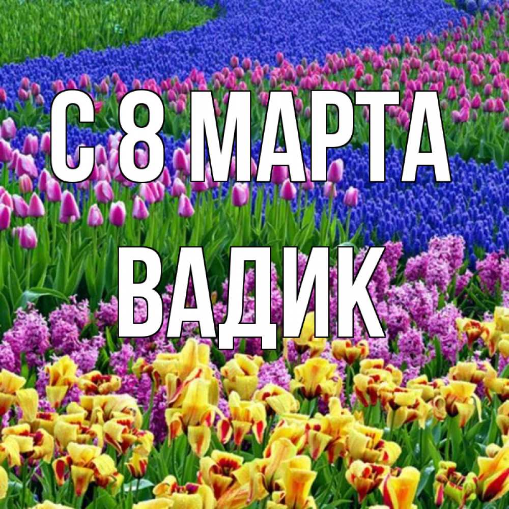 Открытка на каждый день с именем, Вадик С 8 МАРТА цветы Прикольная открытка с пожеланием онлайн скачать бесплатно 