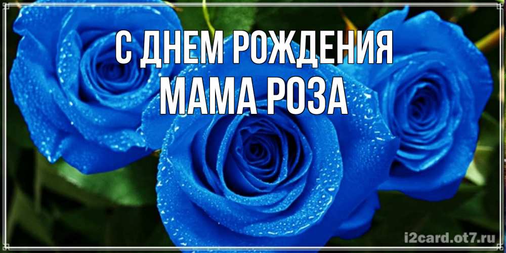 Открытка на каждый день с именем, Мама-Роза С днем рождения розы с синим цветом Прикольная открытка с пожеланием онлайн скачать бесплатно 