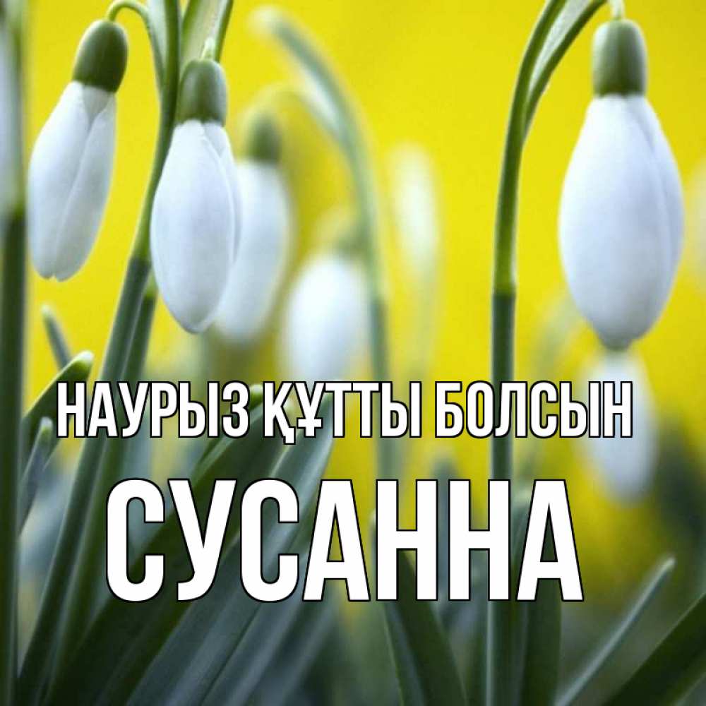 Открытка на каждый день с именем, Сусанна Наурыз құтты болсын весенние цветы Прикольная открытка с пожеланием онлайн скачать бесплатно 