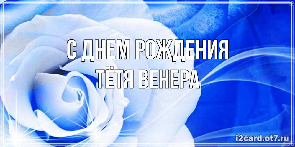 Открытка на каждый день с именем, Тётя-Венера С днем рождения белая роза на голубом фоне Прикольная открытка с пожеланием онлайн скачать бесплатно 