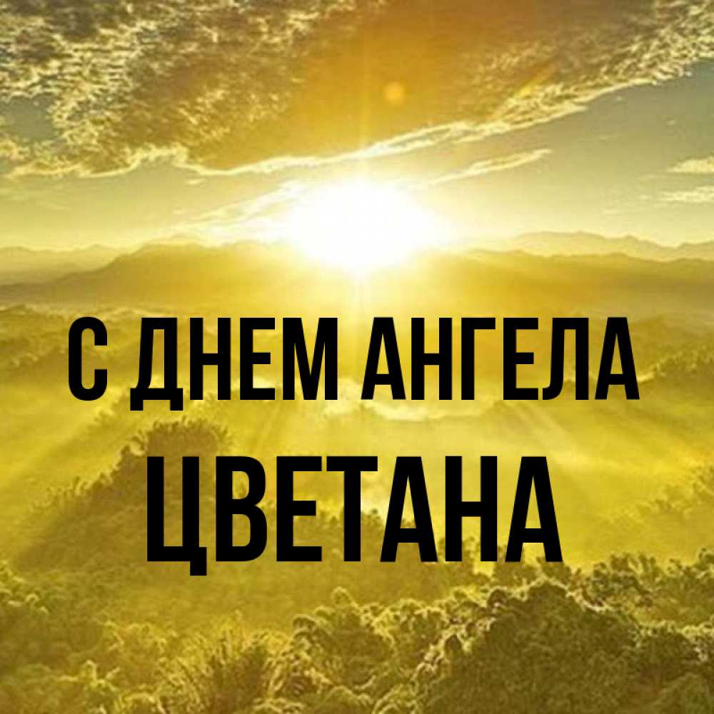 Открытка на каждый день с именем, Цветана С днем ангела леса и небо в желтом Прикольная открытка с пожеланием онлайн скачать бесплатно 