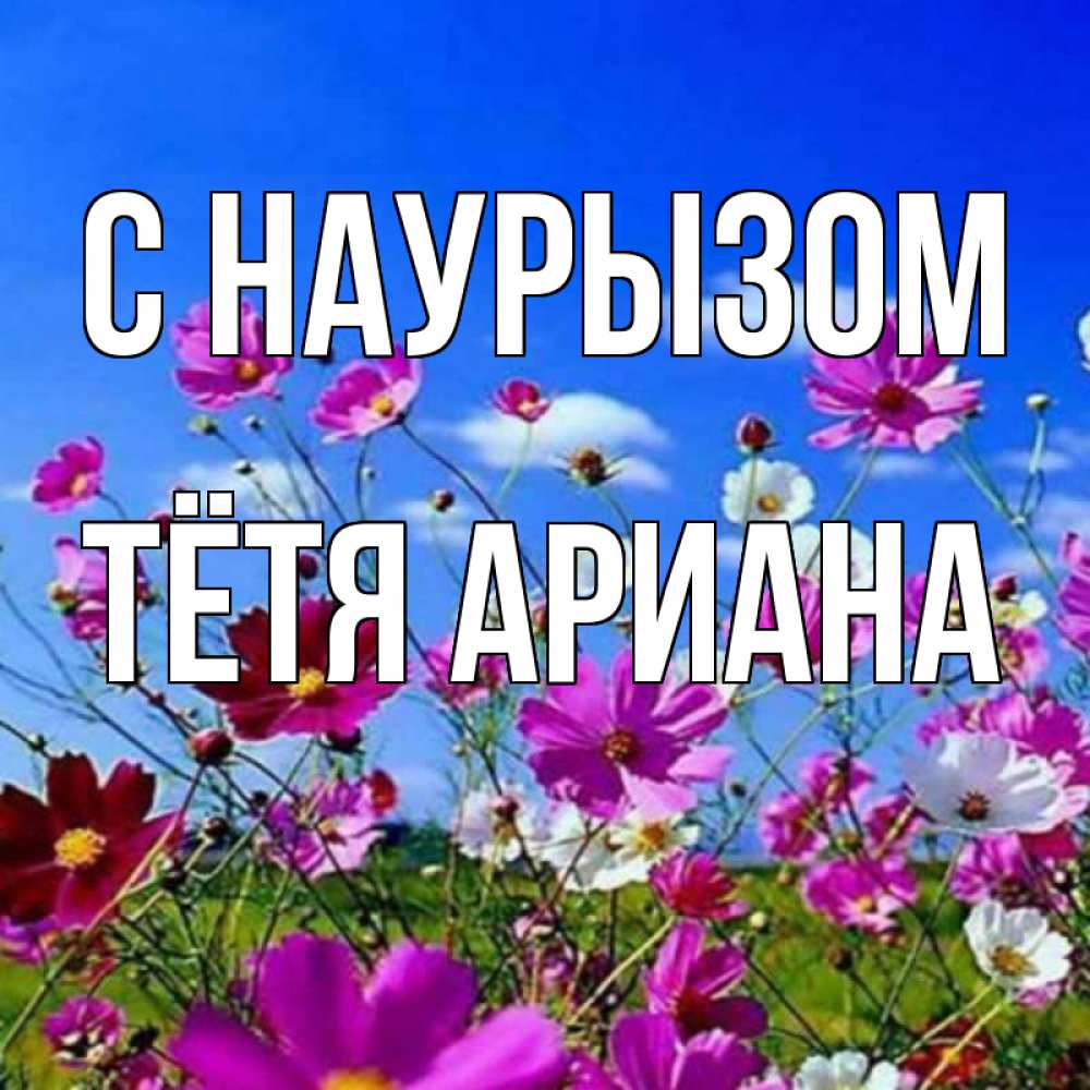 Открытка на каждый день с именем, Тётя-Ариана С наурызом цветы Прикольная открытка с пожеланием онлайн скачать бесплатно 