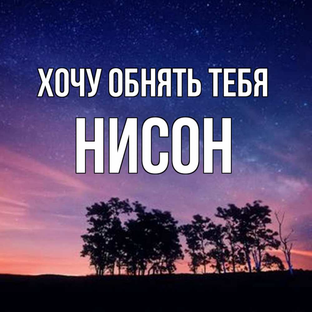 Открытка на каждый день с именем, Нисон Хочу обнять тебя силуэты деревьев Прикольная открытка с пожеланием онлайн скачать бесплатно 