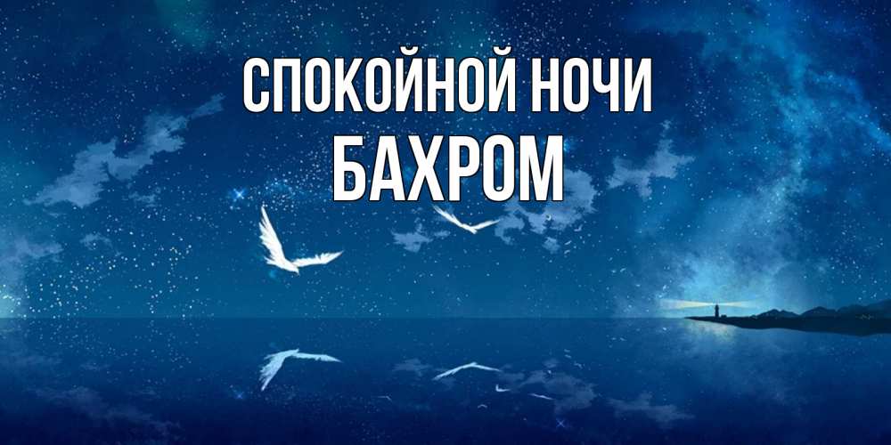 Открытка на каждый день с именем, БАХРОМ Спокойной ночи птицы летят на фоне ночного неба Прикольная открытка с пожеланием онлайн скачать бесплатно 