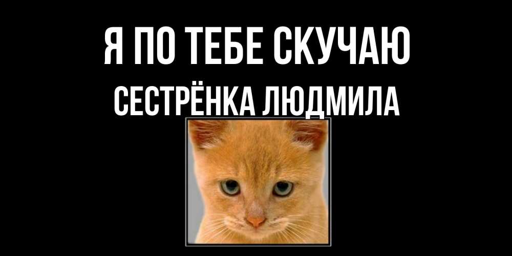 Открытка на каждый день с именем, Сестрёнка-Людмила Я по тебе скучаю открытки рыжий котенок скучает по тебе Прикольная открытка с пожеланием онлайн скачать бесплатно 