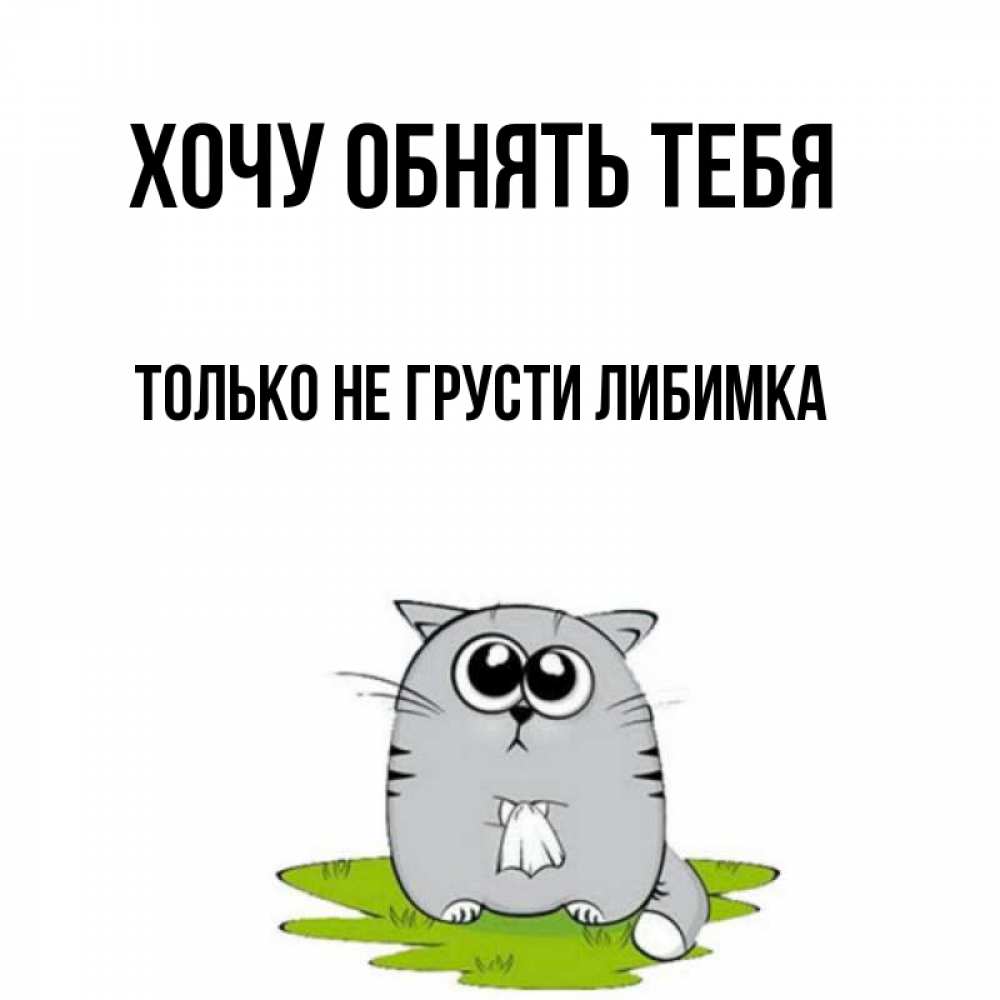 Открытка на каждый день с именем, только-не-грусти-либимка Хочу обнять тебя котик теребит платочек сидя на травке Прикольная открытка с пожеланием онлайн скачать бесплатно 