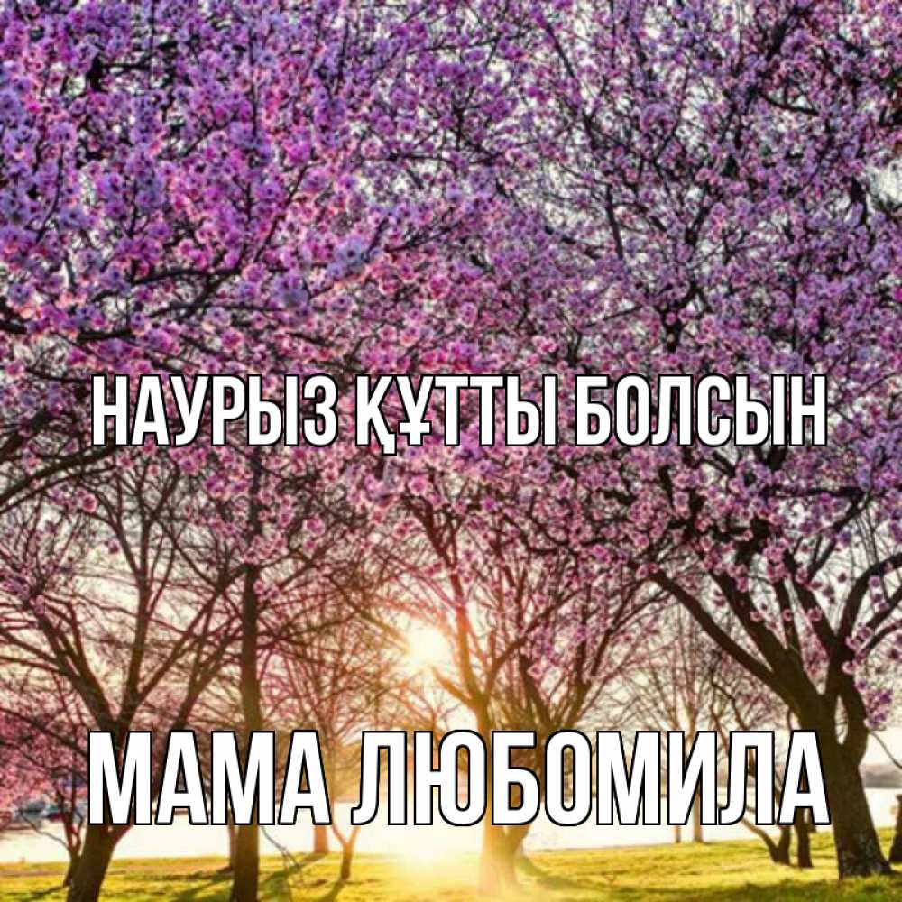 Открытка на каждый день с именем, Мама-Любомила Наурыз құтты болсын наурыз Прикольная открытка с пожеланием онлайн скачать бесплатно 
