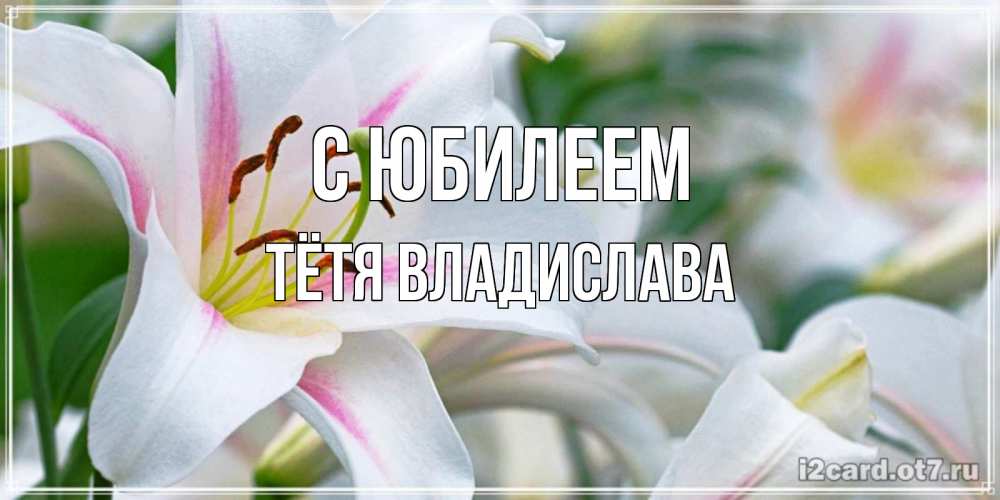 Открытка на каждый день с именем, Тётя-Владислава С юбилеем открытка с белой лилией Прикольная открытка с пожеланием онлайн скачать бесплатно 