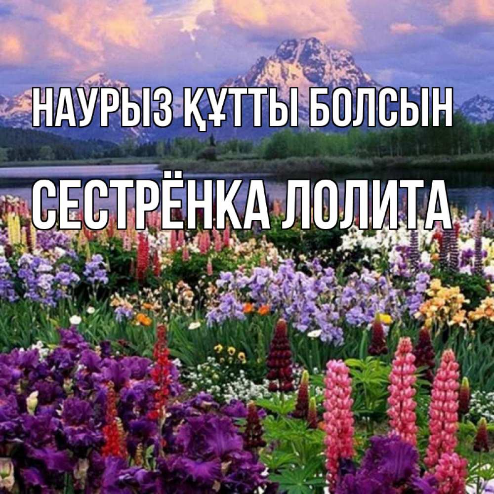 Открытка на каждый день с именем, Сестрёнка-Лолита Наурыз құтты болсын наурыз Прикольная открытка с пожеланием онлайн скачать бесплатно 