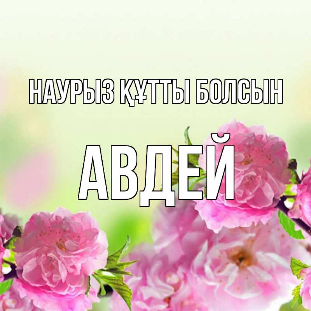 Открытка на каждый день с именем, Авдей Наурыз құтты болсын цветы Прикольная открытка с пожеланием онлайн скачать бесплатно 