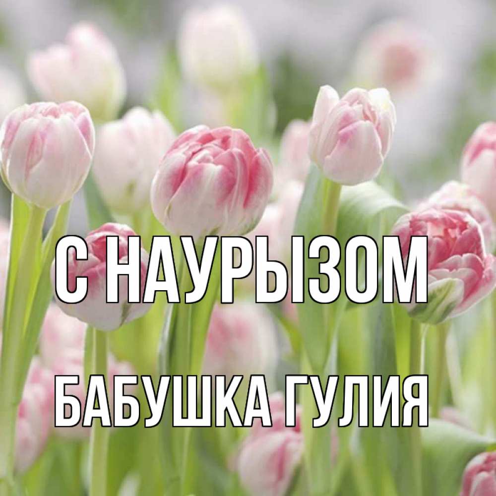 Открытка на каждый день с именем, Бабушка-Гулия С наурызом цветы Прикольная открытка с пожеланием онлайн скачать бесплатно 