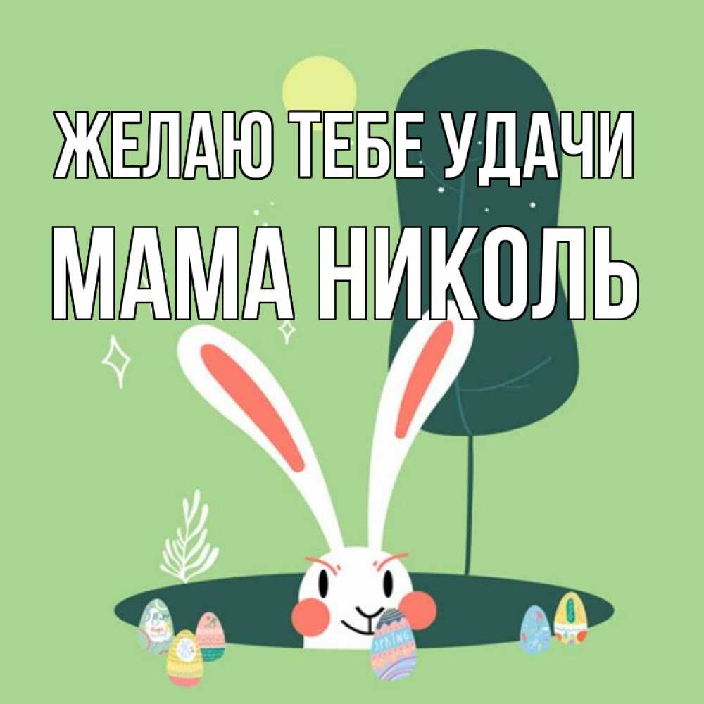 Открытка на каждый день с именем, Мама-Николь Желаю тебе удачи заяц Прикольная открытка с пожеланием онлайн скачать бесплатно 