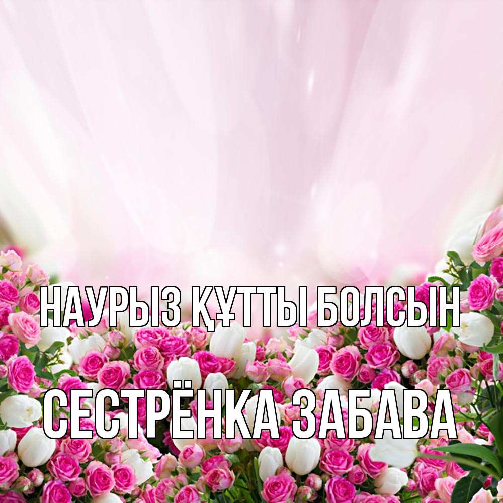 Открытка на каждый день с именем, Сестрёнка-Забава Наурыз құтты болсын под снегом Прикольная открытка с пожеланием онлайн скачать бесплатно 
