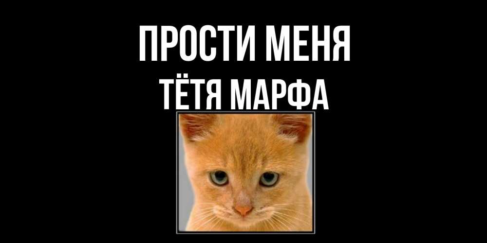 Открытка на каждый день с именем, Тётя-Марфа Прости меня рыжий грустный кот просит прощения Прикольная открытка с пожеланием онлайн скачать бесплатно 