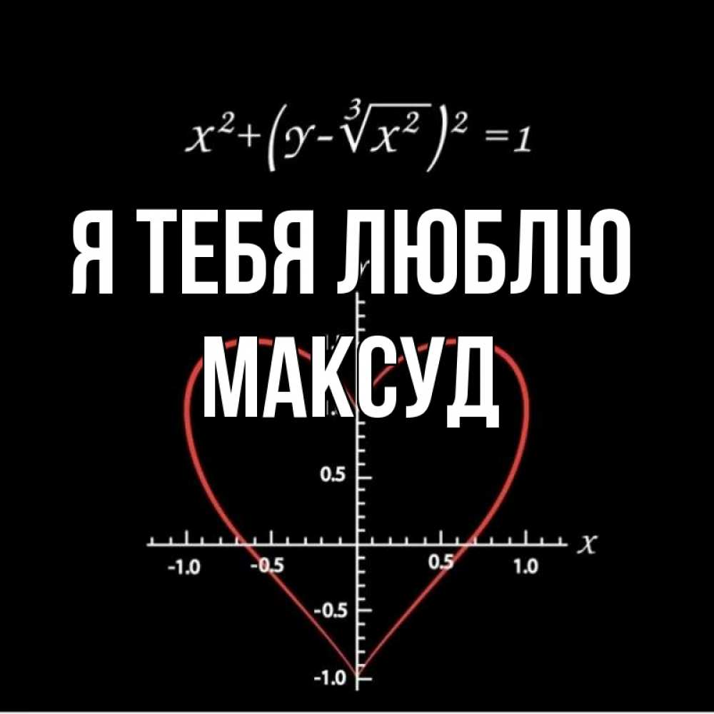 Открытка на каждый день с именем, Максуд Я тебя люблю сердечная формула Прикольная открытка с пожеланием онлайн скачать бесплатно 