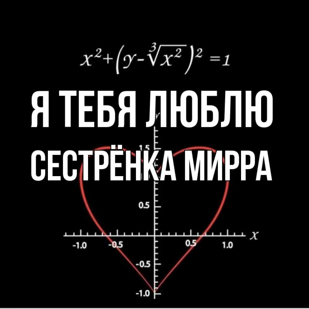 Открытка на каждый день с именем, Сестрёнка-Мирра Я тебя люблю сердечная формула Прикольная открытка с пожеланием онлайн скачать бесплатно 