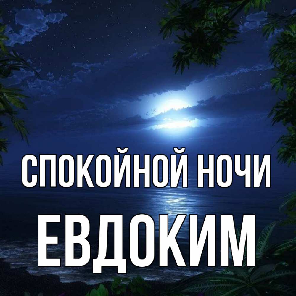Открытка на каждый день с именем, Евдоким Спокойной ночи тропический остров Прикольная открытка с пожеланием онлайн скачать бесплатно 