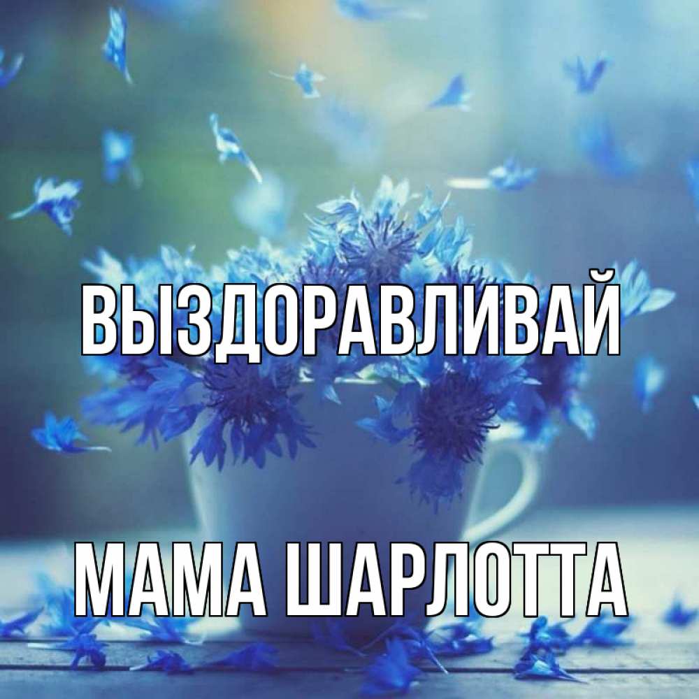 Открытка на каждый день с именем, Мама-Шарлотта Выздоравливай кружка с зельем и цветами Прикольная открытка с пожеланием онлайн скачать бесплатно 