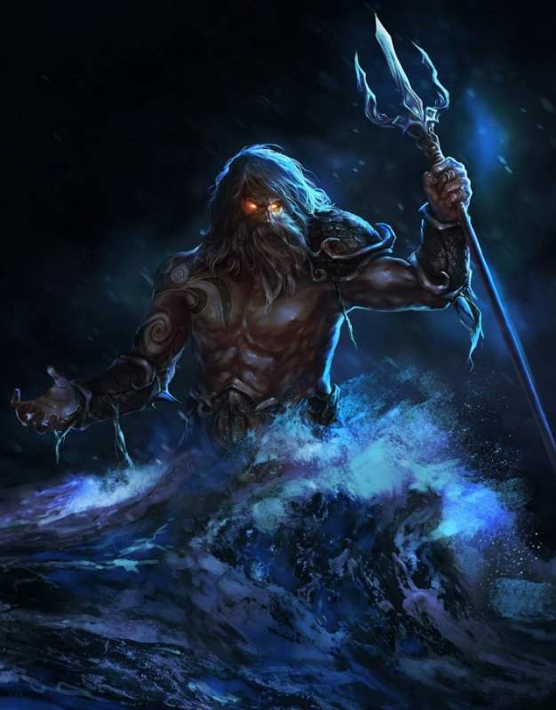 Открытка Нептун с горящими глазами  с днем Нептуна  С днем нептуна 